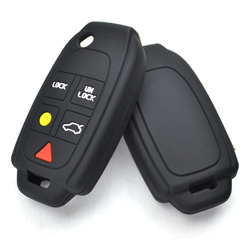 Silicone Remote Flip Key Case key case key case cover car key shell remote control case cover flip key fob shell Fob Shell Cover Skin Holder 5 Button For Volvo XC90 S80 XC70 S60 V70