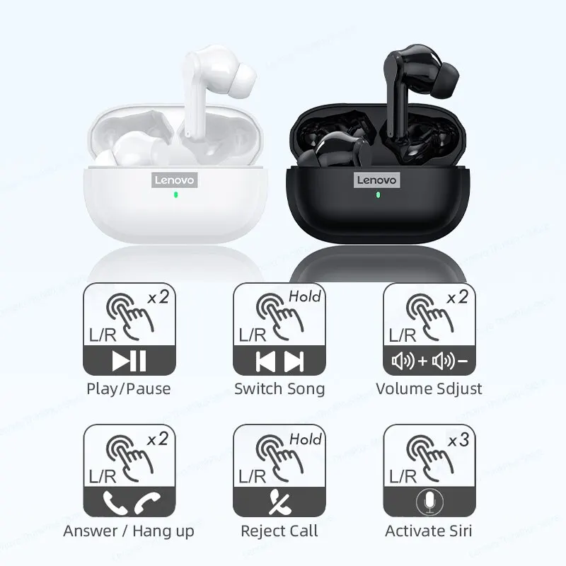 Original Lenovo LP1S Earphones TWS Wireless Bluetooth 5.0 Headphones Waterproof Sport Headsets Noise Reduction Earbuds Mic bluetooth earphones