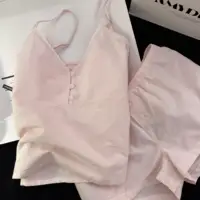 Sweet Stripe V-Ne Strap Spwear Women's Summer Slim Fit Vest orts Home Clothes Large Size Set Youth Cotton Pajamas - Image 2