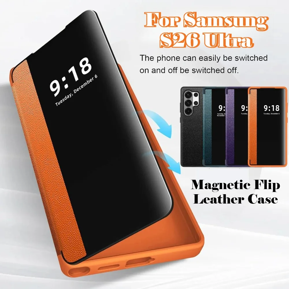 Leather Foldable Window Screen Protector Case with Card Slot and Pin Holder