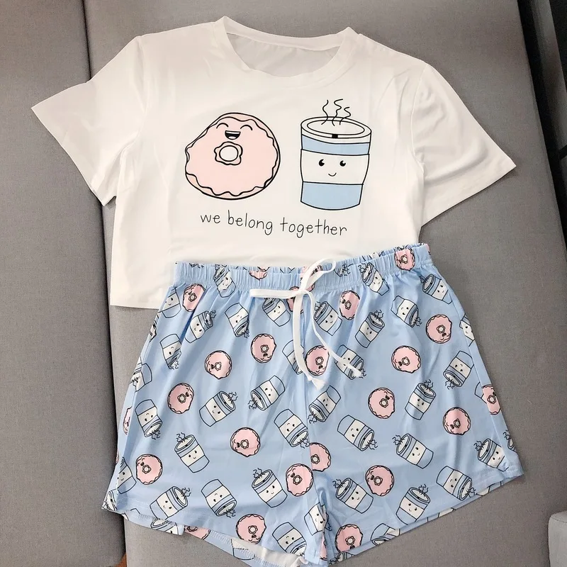 Cow Printed Pajamas for Women Nightie Summer Home Clothes Pijama Set Femme Pyjama Sleep Tops + Pants