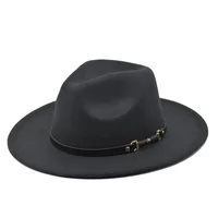 1PC Fashion Wool Fedora Hat Men Autumn Winter Wide Brim Jazz Cap Imitation Woolen Women Church Felt British Hat