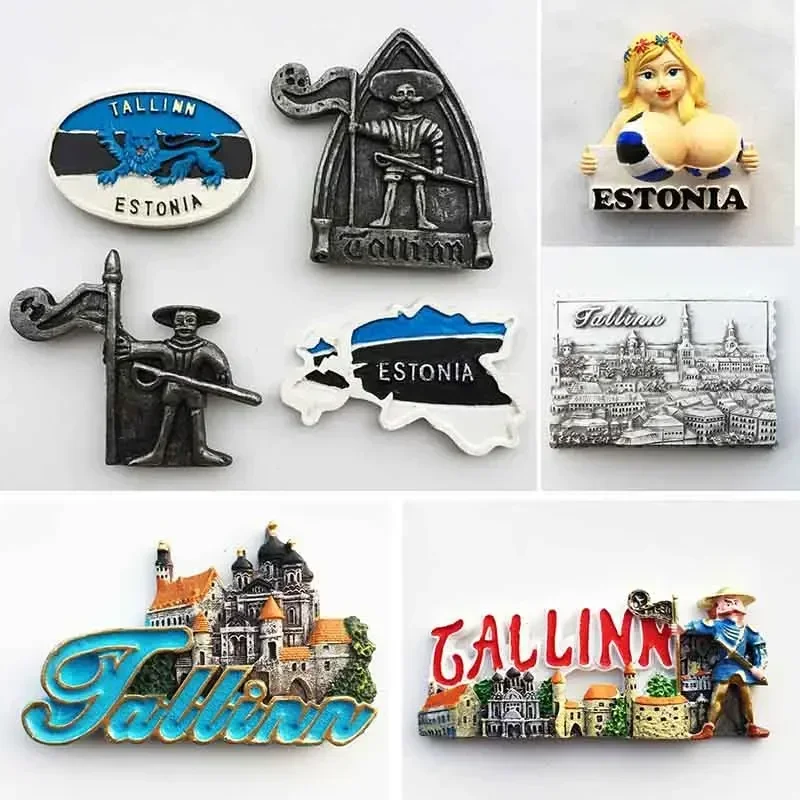 Magnete Frigorifero 3D Tallinn Estonia: Souvenir Da Viaggio In Resina, 4x6 Cm, Fatto A Mano