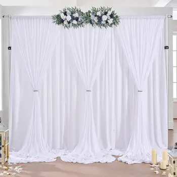 10x10ft Poly Ice Silk Wedding Backdrop Curtain Baby Shower Parties Weddings Photo Drape Backdrop for Photography Props