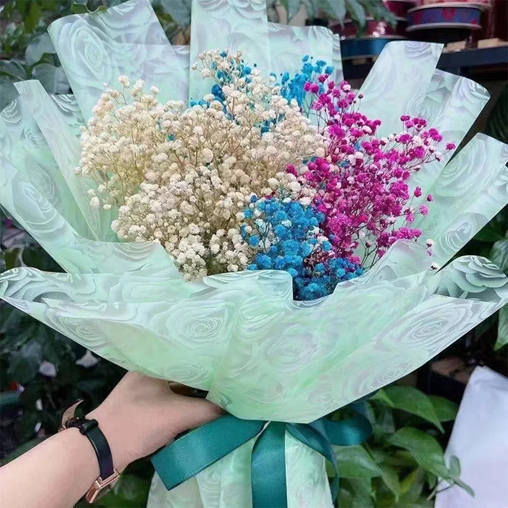 20pcs 꽃 포장지 황금 테두리 장미 한국어 스타일 반 투명 선물 포장 꽃집 꽃다발 포장 재료