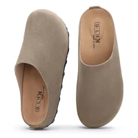 Gacimy Women's Fashion Clogs Slippers New Suede Flat Mules Comfort Soft Bottom Slip On Beach Shoes Retro Lady House Clogs Sandal