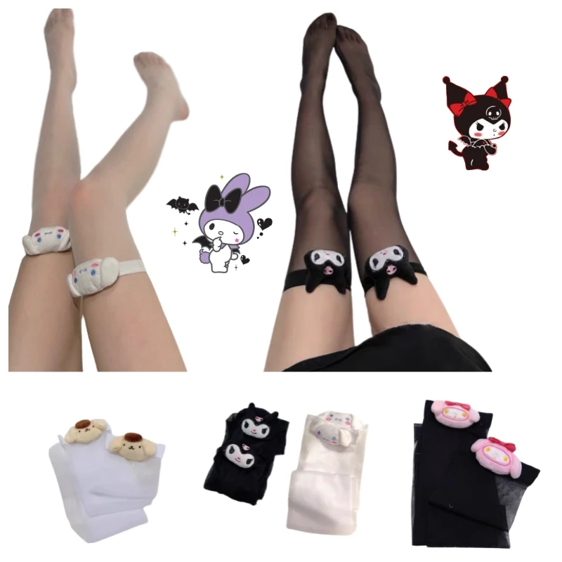 

Милые высокие чулки Kuromi Melody Cinnamoroll Аниме Лолита девушка сексуальные черные чулки Kawaii кукла Декор Jk Гольфы детский подарок