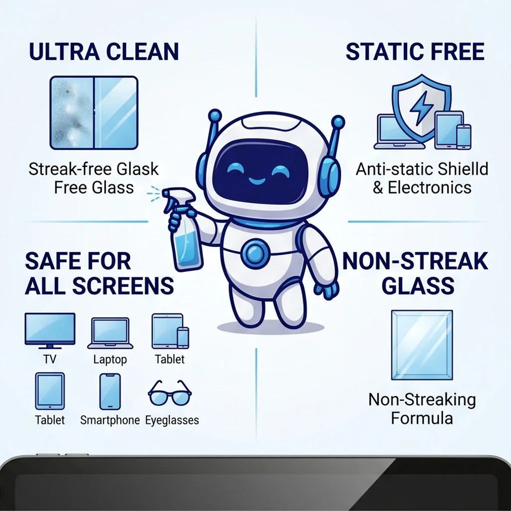 Alcohol-Free Screen Cleaner Spray Kit, 50ml, with Microfiber Cloth