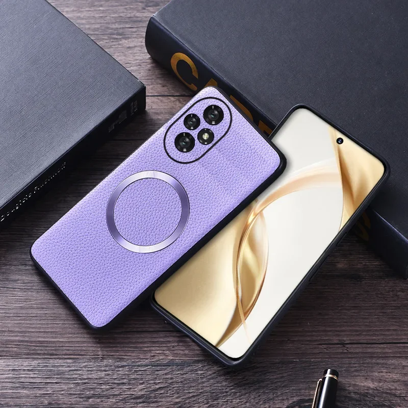 Luxury Lichee Pattern PU Leather Magnetic Silicone Protective Case