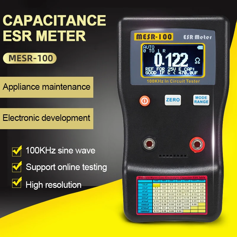 MESR-100 ESR capacità Ohm Meter Tester di condensatori Tester di  condensatori di resistenza di capacità di misurazione professionale -  AliExpress