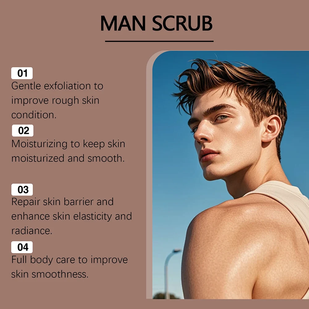 Description Picture 4 of item1/2/3pcs Body Scrub Exfoliator Shower Scrub For Rough Skin Men's Body Care Enhance Charm Deep Cleaning Clean Skin Spa