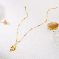 Stainless Steel Inlaid Imitation Pearl Dolphin Pendant Necklace For Women Men Fashion Metal Sea Animal Fish Choker Party Jewelry - Image 4