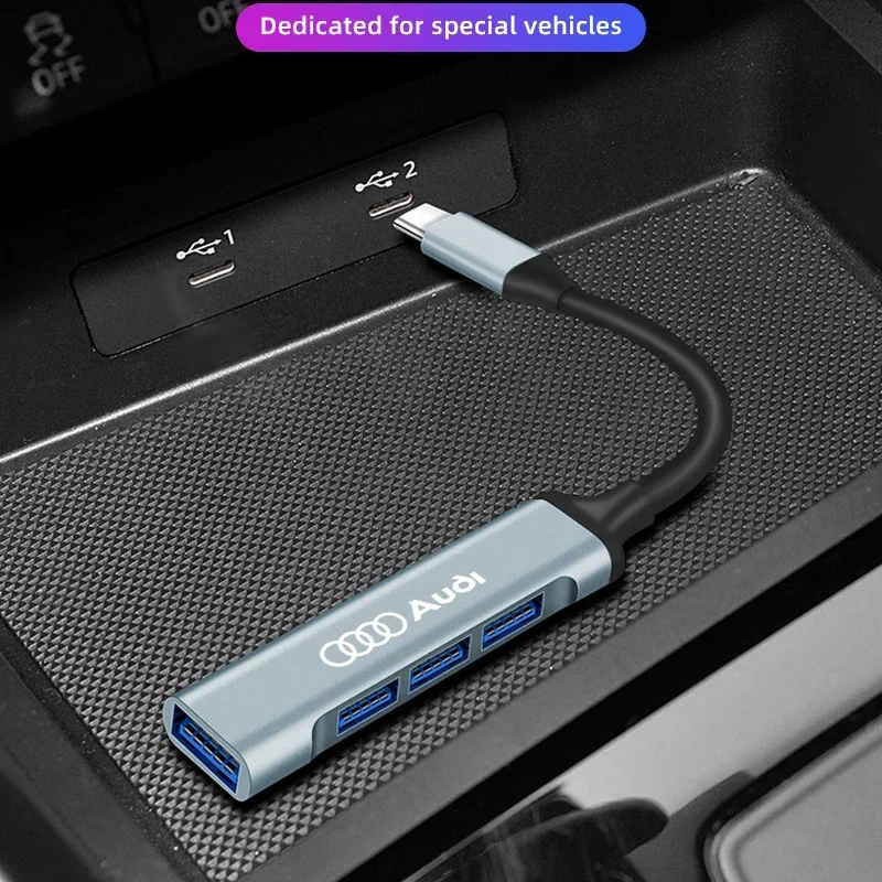 Car 4 Port USB HUB Type C Multi Splitter Adapter Accessories For Audi Quattro A3 A4 A6 A5 Q5 A1 Q7 Q3 Q2 Q8 A7 A8 TT