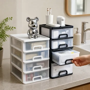 Mobiletto in Plastica Multi-Scomparto con 2-4 Cassetti per l'Organizzazione della Scrivania in Ufficio e a Casa
