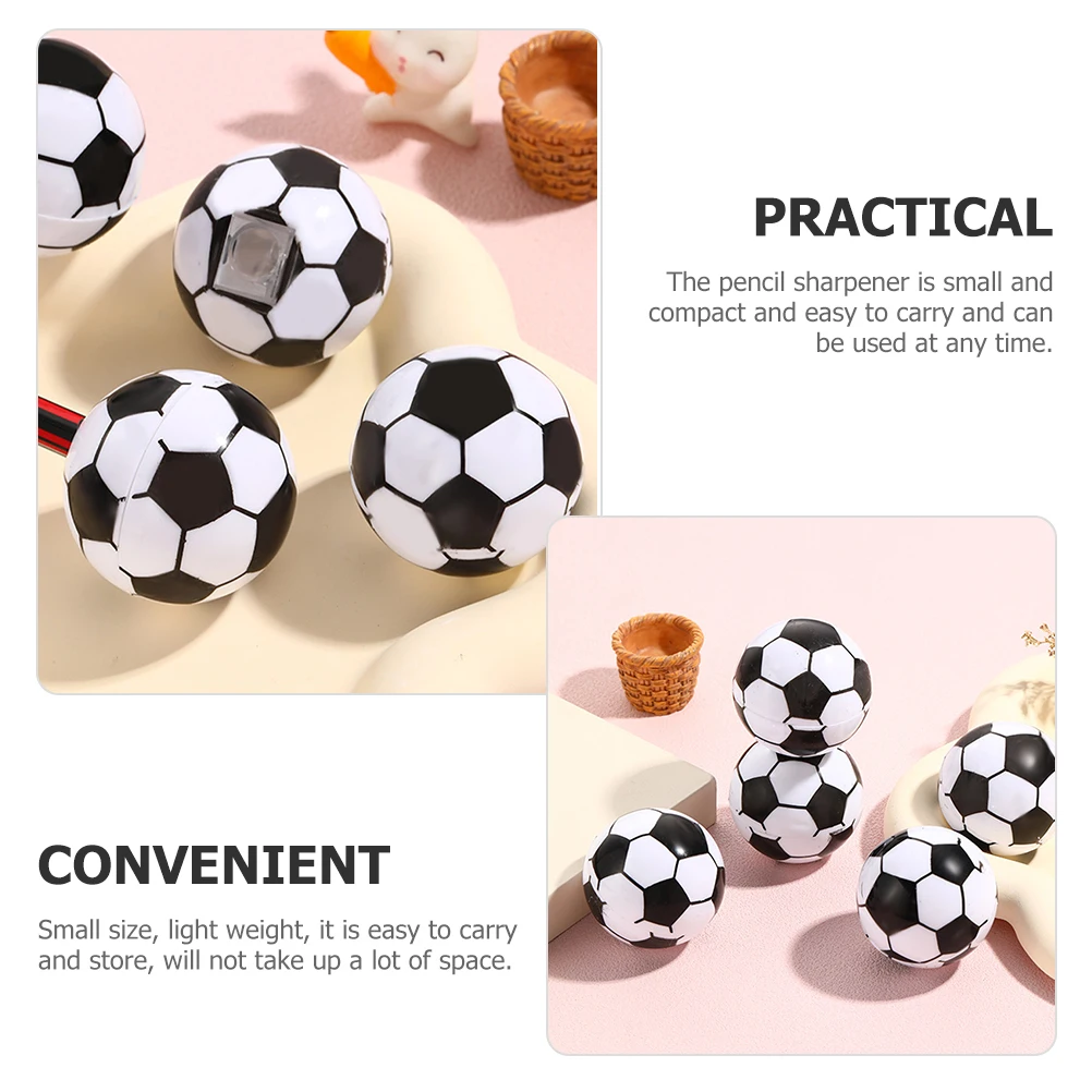 20pcs 학생 문구 선물 축구 모양 연필깎이 어린이를위한 단일 홀 연필 학생 메이크업