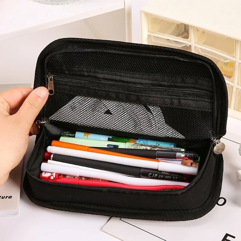 Pencil Case Storage Pencil Bag Student Canvas Stationery Box Large Capacity Black and White Checkerboard Grid pencil cases,stationery box