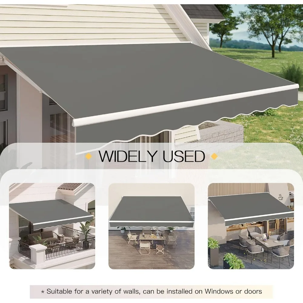 Awnings for Patio, 13'x9.8' Retractable Awning Cover Sun Shade Shelter, 280g/m² Premium Polyester with PU Coating Fabric 5