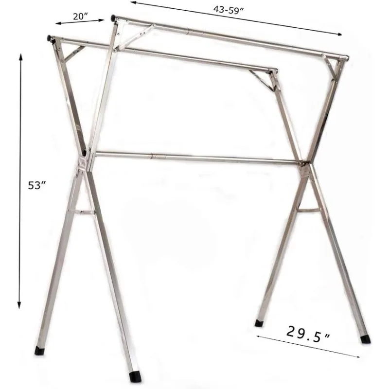 Clothes Drying Rack for Laundry Foldable Free of Installation Adjustable Stainless Steel Garment Rack 4