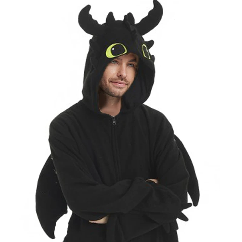 Black dragon animal cosplay game costume kigurumi men one piece white pajamas halloween christmas party hooded cartoon pajamas