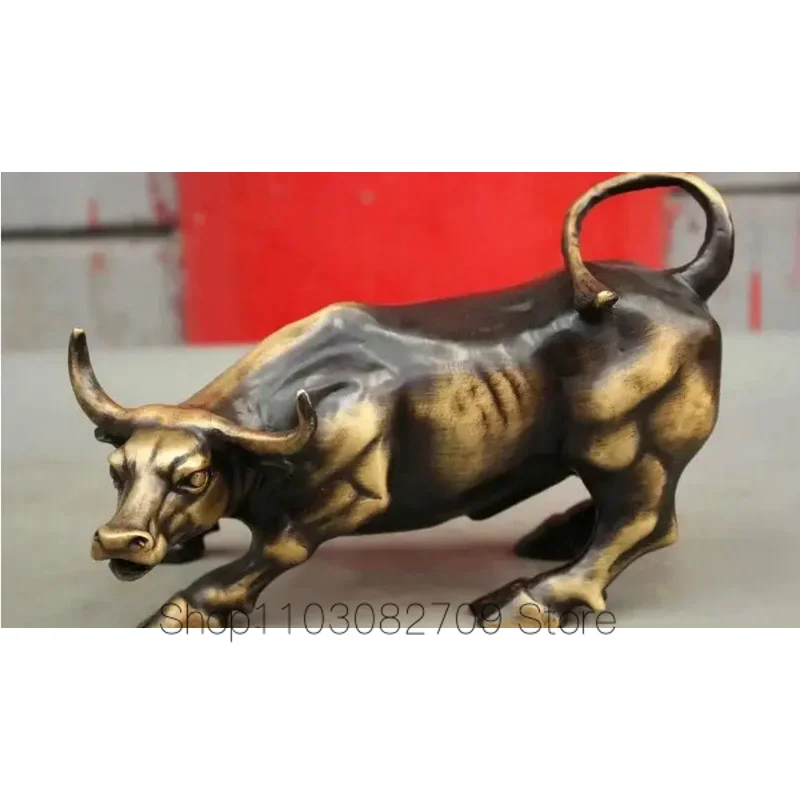 

FengShui-estatua de bronce cobre chino de la riqueza, animales fuertes, Toro, buey, 20CM, envío gratis