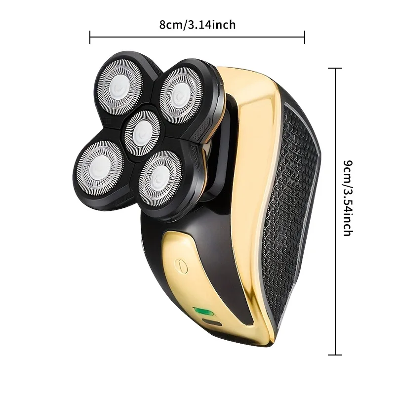Five blade USB charging electric shaver, suitable for shaving bald heads, smooth shaving on the face and head