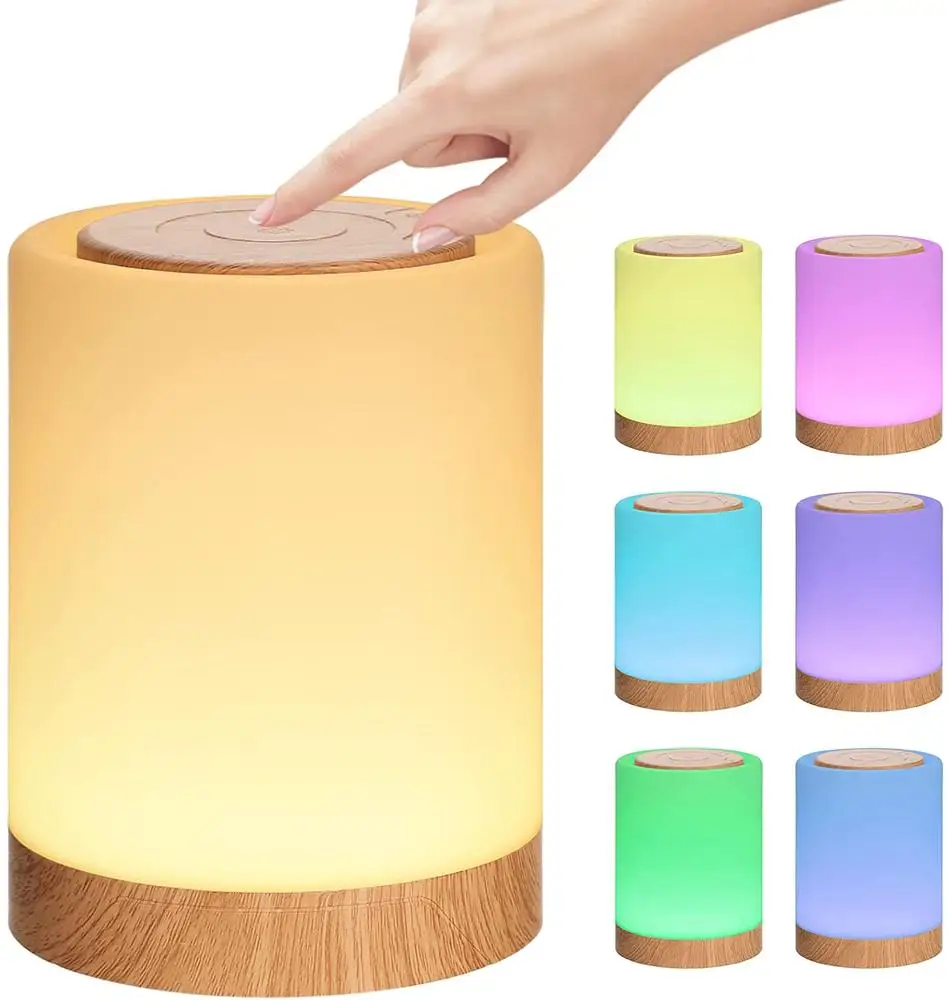 7 Colors Rgb Touch Control Night Light Usb Rechargeable Bedroom Timing