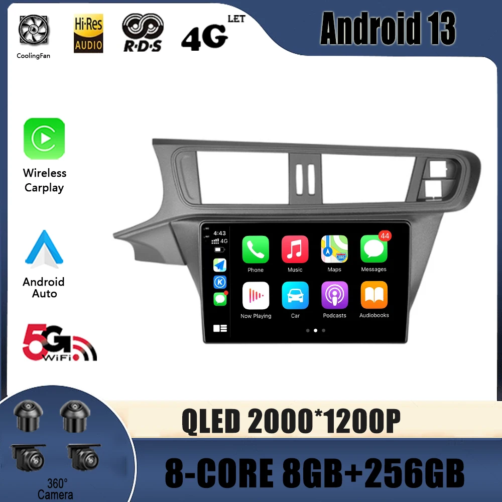 

For Citroen C3-XR 2010 - 2018 Android 13 8 Core QLED 2000*1200P Bluetooth Car Radio Multimedia Video Player Navigation 4G GPS