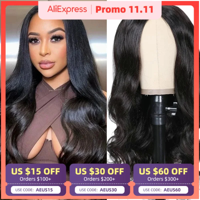 

V Part Body Wave Human Hair Wigs No Leave Out Clip In Perruque Cheveux Humain Ready To Wear Without Glue And Gel Real Scalp Wigs