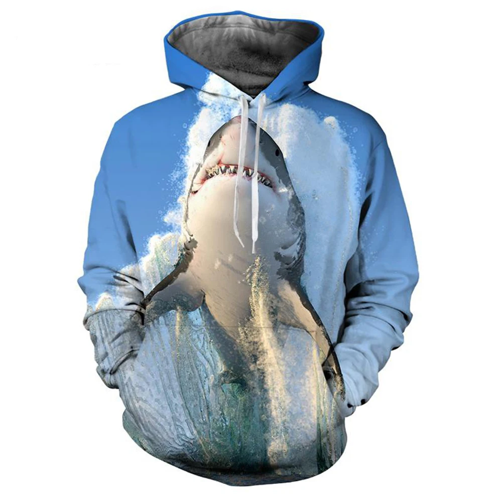 

2023Animal Shark 3d Print Men's Laxity Hoodie Casual Oversized Pullover Popular Streetwear Fashion Sweatshirt Trend Men Clothing