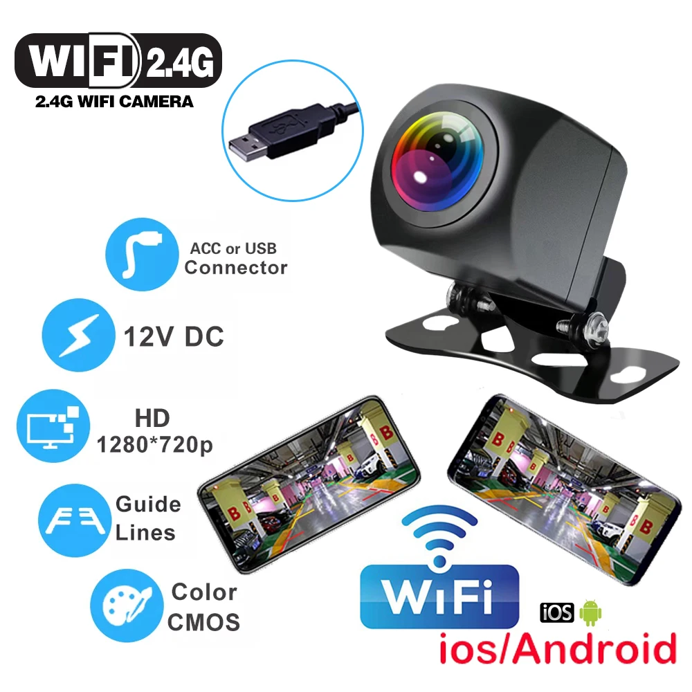 Caméra De Recul Wifi 2.4 Hd 12v 24v, Vision Nocturne, Sans Fil, Étanche,  Pour Voiture, Compatible Android, Ios Et Radio - Véhicule Caméra -  AliExpress