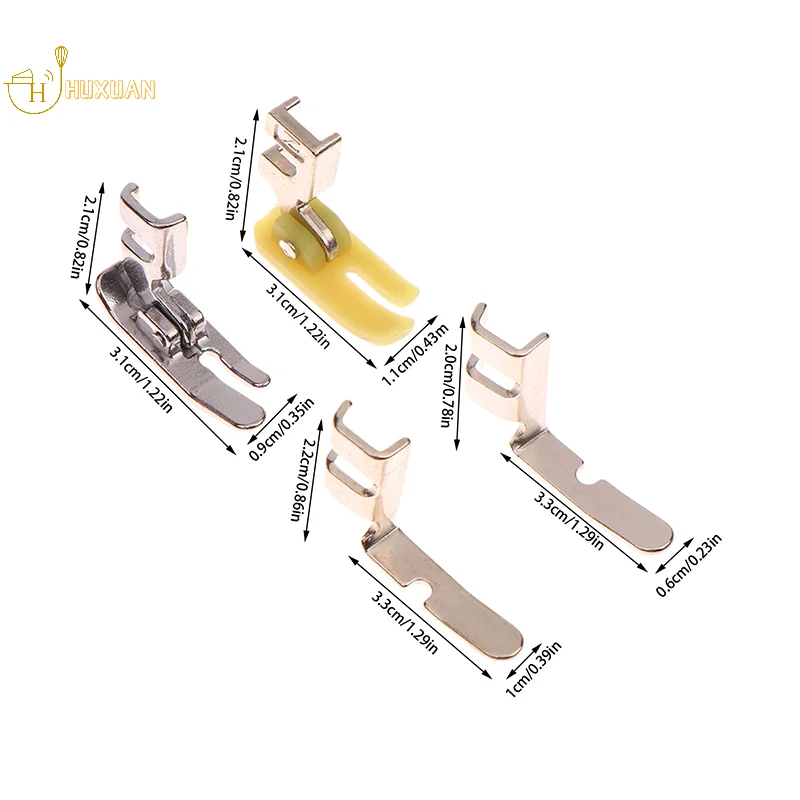 4Pcs Old Sewing Machine Zipper Presser Foot Set (Iron Presser Foot, Plastic Foot, Left Hole And Right Hole Single Side)