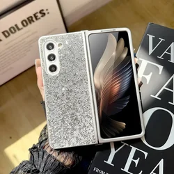 Rhinestone Glitter Sequins Trim Shockproof Phone Case with Soft TPU Frame for Fold 5 (Silver)
