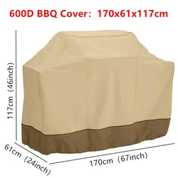 Durable Waterproof Outdoor Barbeque Grill Cover with UV Protection (600D 170x61x117cm)
