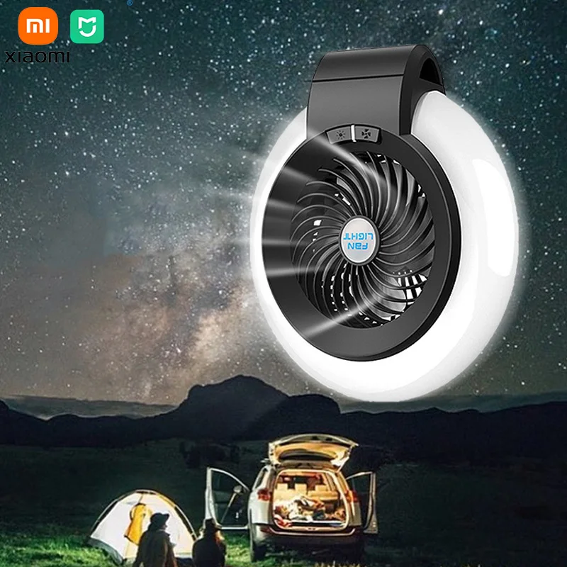 

Xiaomi Mijia Outdoor Multifunctional Camping Portable Fans Led Lighting Tent Ceiling Fan USB Charging Mini Fan with Night Light