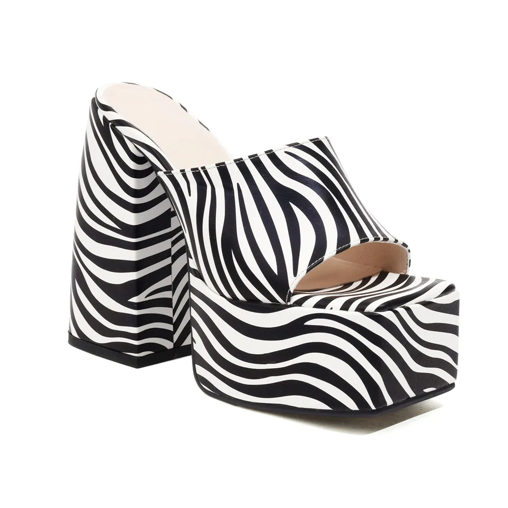 zebra print platform heels