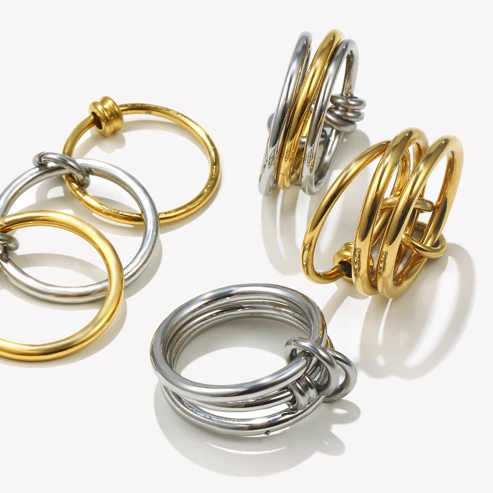 Gold Plated Rings Multiple Layers Strand Loop Indext Finger Rings for Women Lead&nickle Free Stainless Steel