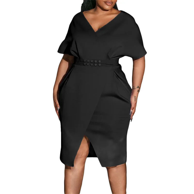 

2023 Summer African Dresses For Women Traditional Party Gown Elegant Office Ladies Clothing Short Sleeve Bodycon Dress Robes