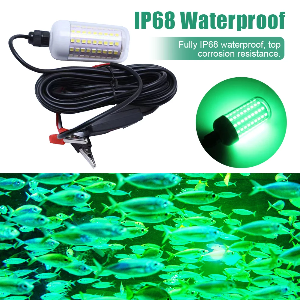 12V LED Lure Fish Finder Lamp Corrosion Resist Ultra Bright Underwater Lamp Fish Gathering Lamp for Prawns Squid Krill