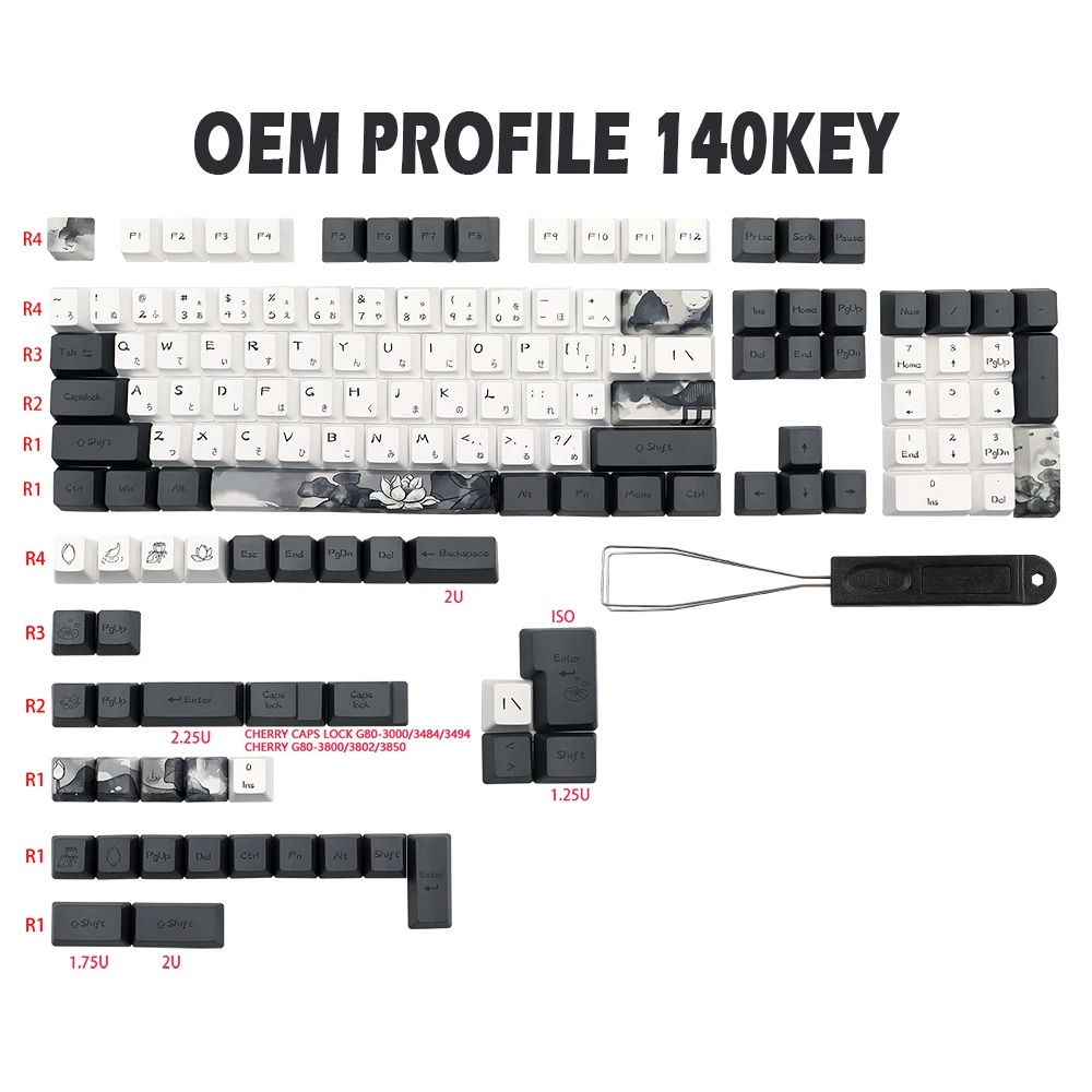 Tinta Lotus Pbt Keycap Perfil Oem Dye Sub Keycaps para Gk61 Rk61 68 980 108 Qwertz Azerty Teclado mx Alemão Francês Espanha - Imagem 4