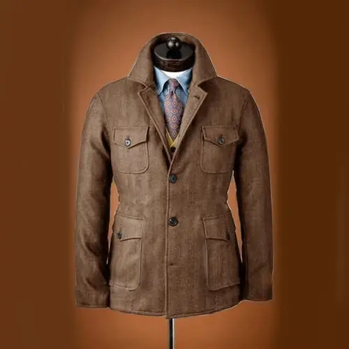 Men's Tweed Jacket Tuxedo Woolen Suit High Quality Costumes Wool Single Breasted Casual Slim Fit Male Blazers Autumn Winter - Image 2