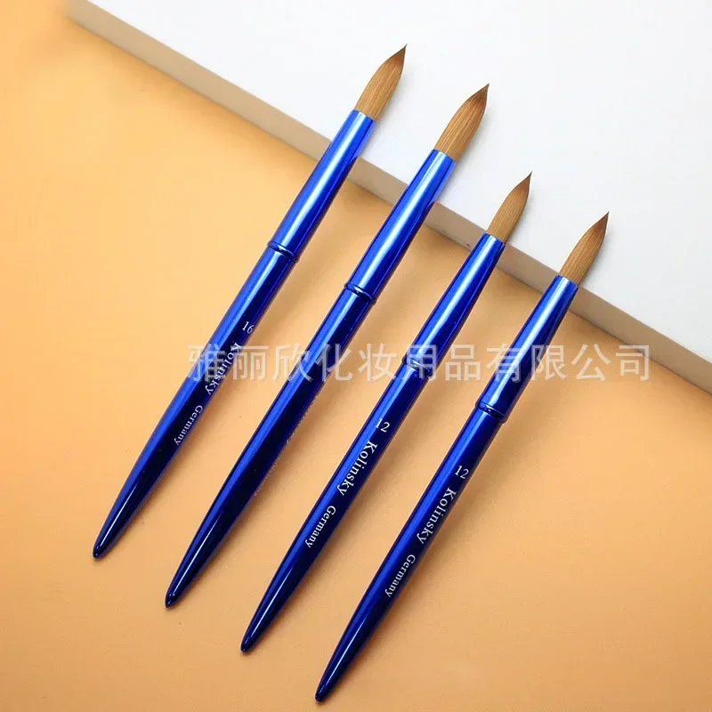 Pure Blue Metal Handle Nail Brush Mink Hair Manicure Brushes UV Gel Painting Drawing Nail Pens Salon Nail Tools Custom TIANMI 2