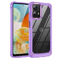 Heavy Duty Shockproof Clear Armor Case - Soft Frame Full Protective Cover for Motorola Moto G Stylus 5G (2024) (Purple)