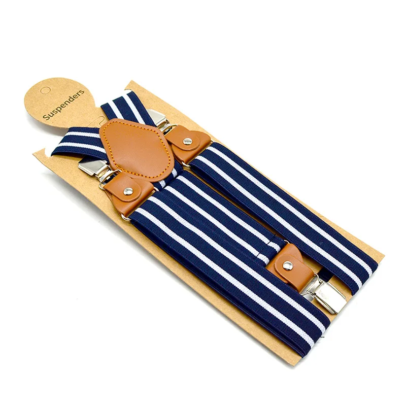 

Adult Suspenders 3.5cm 3 Clips Y-Type British Retro Men's Striped Elastic braces Clips Adjustable Wedding Party Accessories