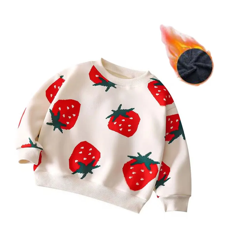 

2023 Children's Sweater Autumn/Winter New Boys' Plush Thickened Round Neck Sweater Girls' Warm Cartoon Knitted Sweater 0-10Y