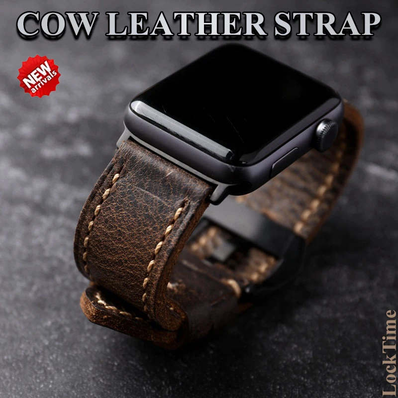 

Handmade Italian Leather Strap For Apple Watch Ultra 1 2 49mm Head Layer Cowhide Band For iWatch Series 45mm 9 8 7 6 5 44mm 42mm