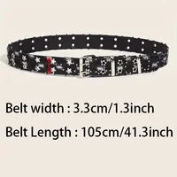 1PC New Fashion Luxury Belt Black Punk Accessories Blue Denim Girdle HipHop Y2k Star Hollowed Pin Buckle Waistband，For Men Women - Image 4