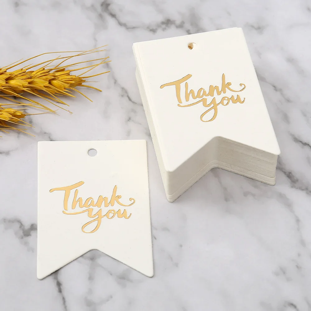 50 100pcs 6.5x4.5cm Thank You Tags Wedding Birthday Gift Bags Boxes Hang Tag Brongzing Label Cards Christmas DIY Handmade Crafts