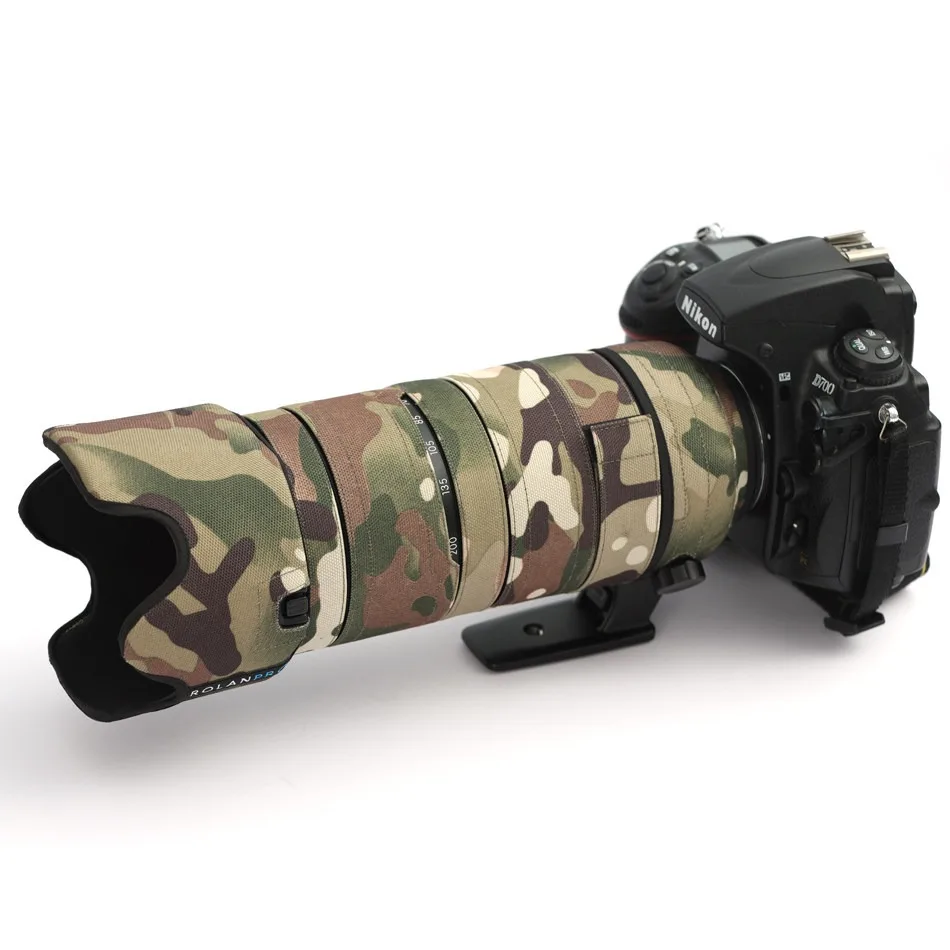 ROLANPRO 위장 렌즈 코트 니콘 AF-S 70-200mm F2.8 E FL ED VR 방수 및 방우 렌즈 70200 보호 커버