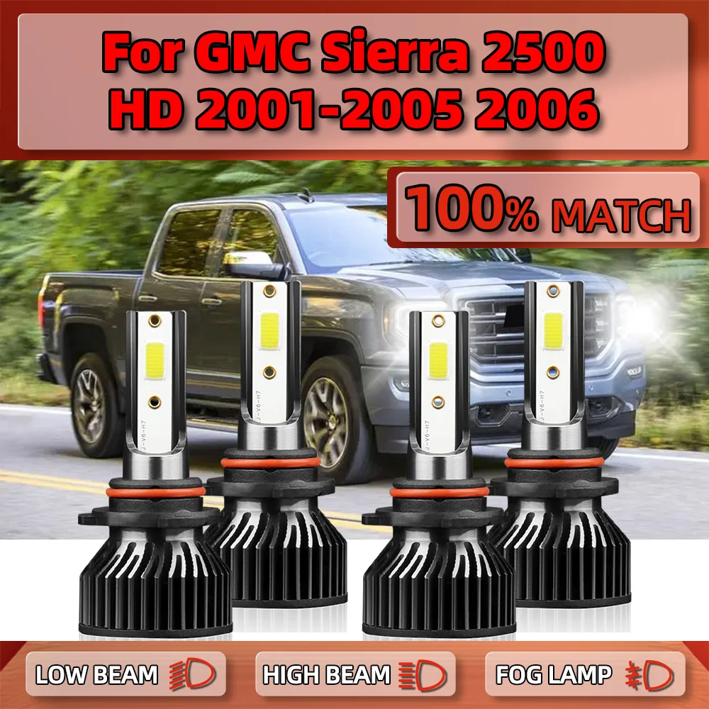 

LED Headlight Bulbs 240W 40000LM High Low Beam Auto Headlamps 12V 6000K For GMC Sierra 2500 HD 2001 2002 2003 2004 2005 2006