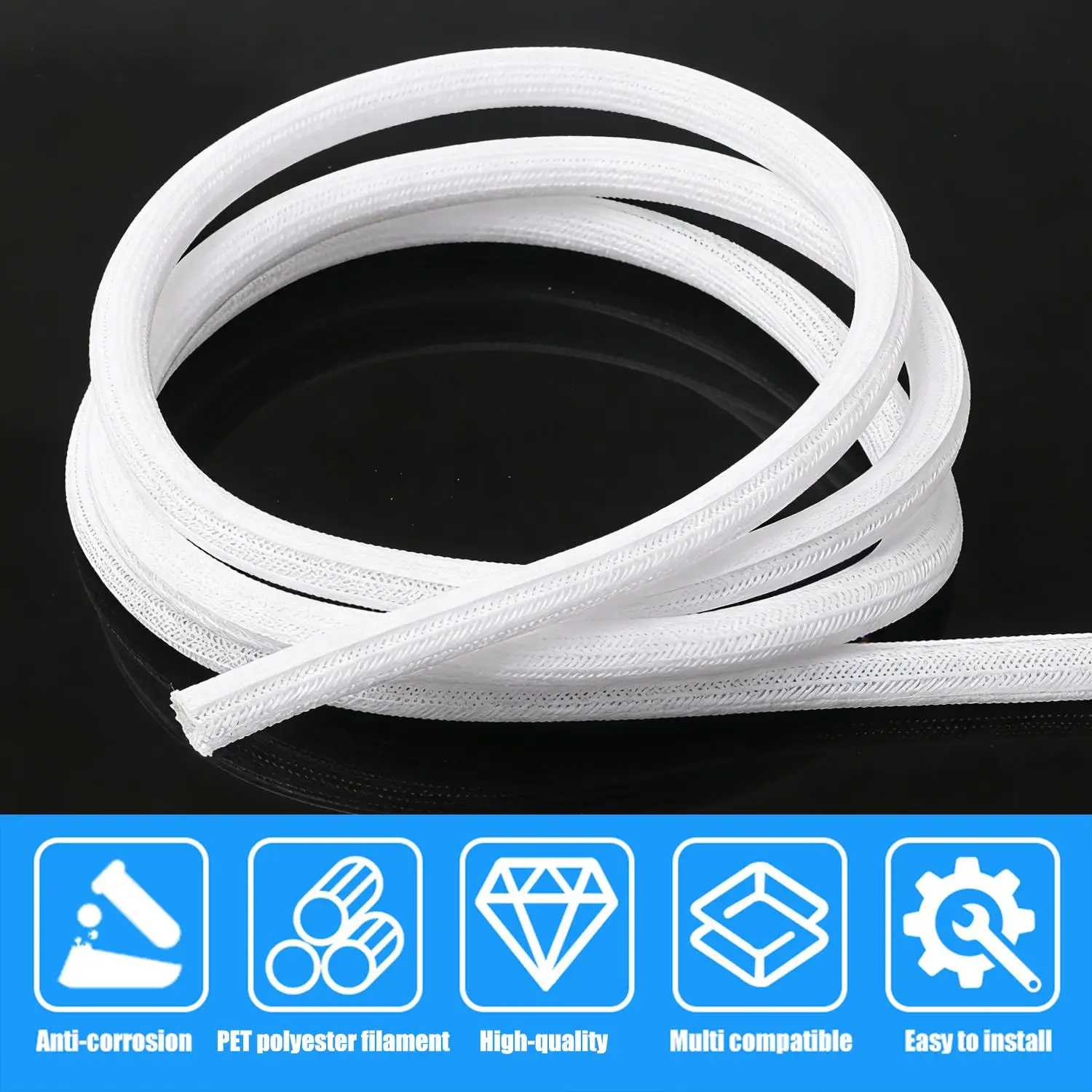 범용 유연 절연 편조 케이블 슬리브 정리기 소프트 파이프 스크래치 방지 네트워크 와이어 코드 랩 보호 커버